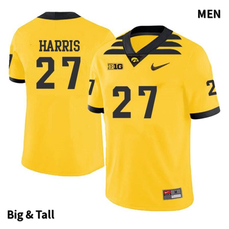 Men's Iowa Hawkeyes NCAA #27 Jermari Harris Yellow Authentic Nike Big & Tall Alumni Stitched College Football Jersey NL34W02SQ
